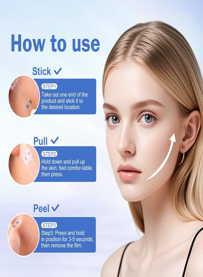 جانميسي شريط شد الوجه 200 قطعة، لصقات شد الوجه غير المرئية على شكل حرف V للبشرة المترهلة والذقن المزدوجة، شرائط شد الرقبة لتقليل التجاعيد، تطبيق ما قبل المكياج للعينين والفكين - Image 5